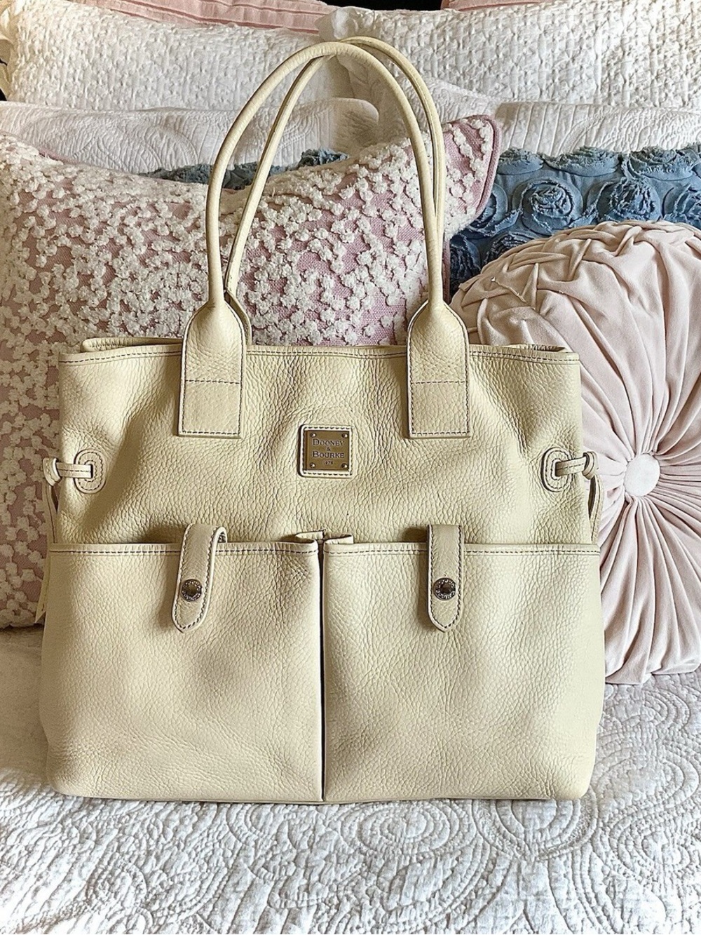 Dooney & Bourke Pale Cream Pebble Leather Tote